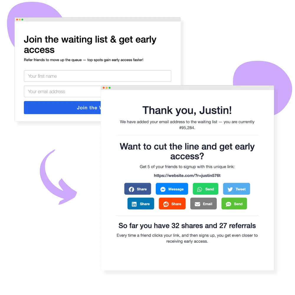 Viral waitlist encourages referring friends