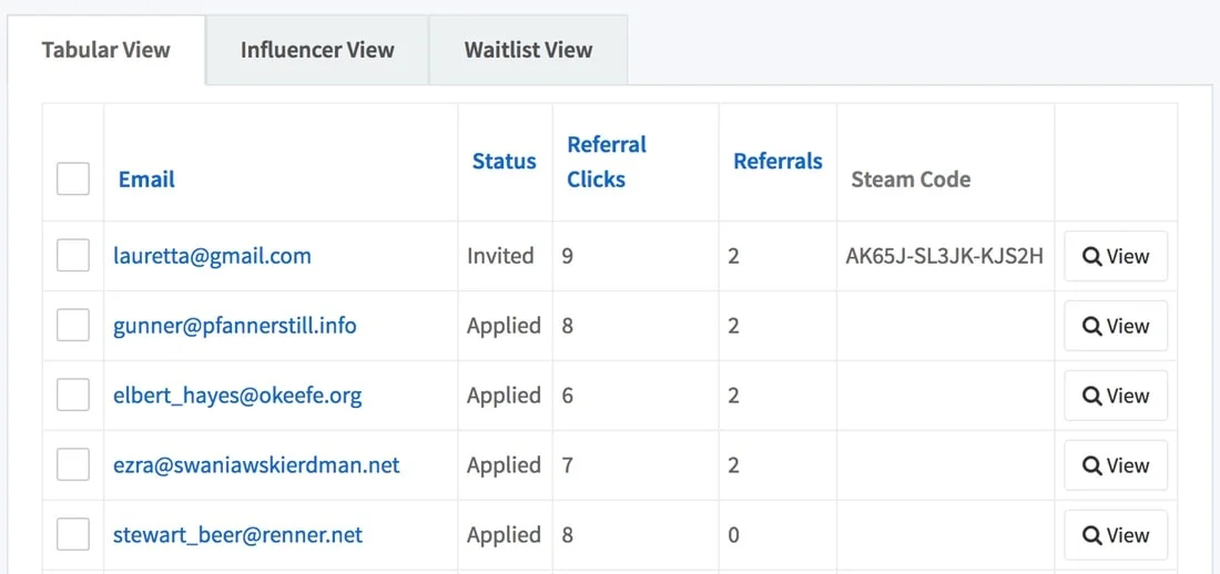 Game Users - Prefinery screenshot