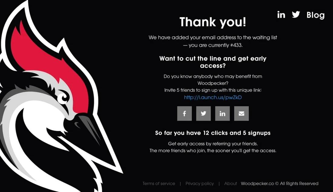 Woodpecker Referrals - Prefinery screenshot